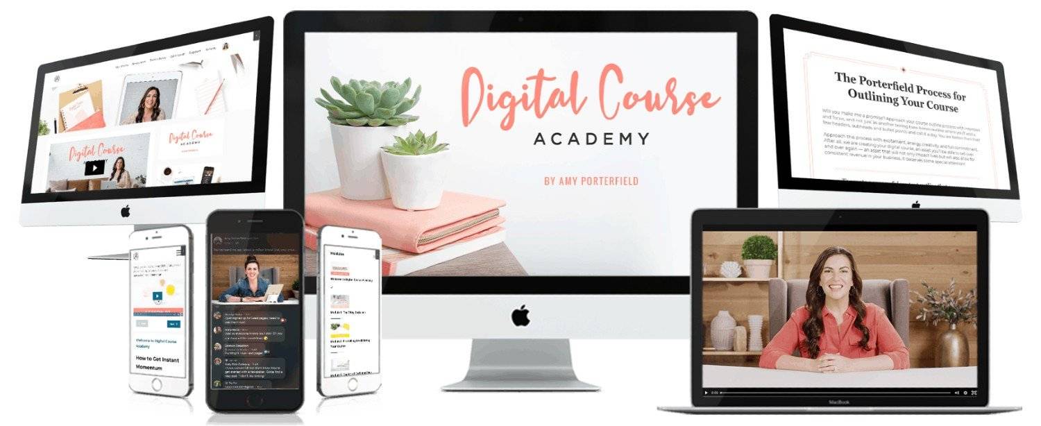 Amy Porterfield's Digital Course Academy review and visuals for course creation and creating a profitable webinar framework lesson