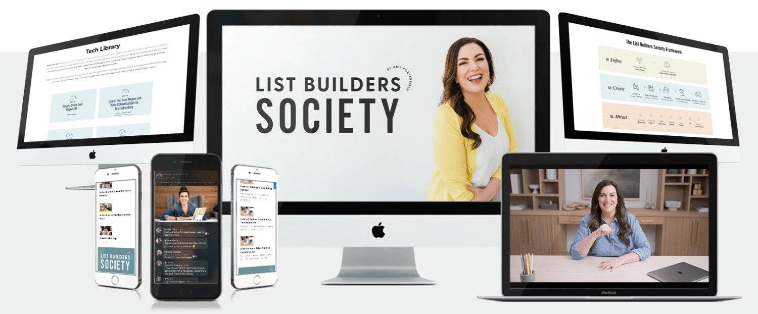 Amy Porterfield list builders society teaching webinar replay email lesson, pre webinar emails and post webinar email funnel