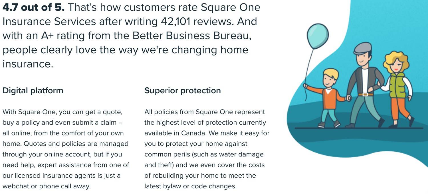Square One rated 4.7 out of 5 from customers and A+ from the Better Business Bureau