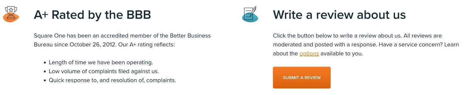 Wrtie a review online for Square One insurance company and their policy online and their personal legal protection coverage and rental income insurance policy