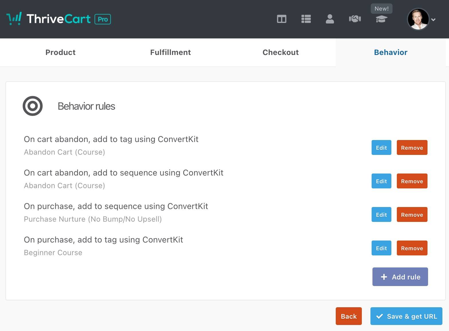 ThriveCart Behavior and Rules options for selling digital products (ThriveCart review 2023)