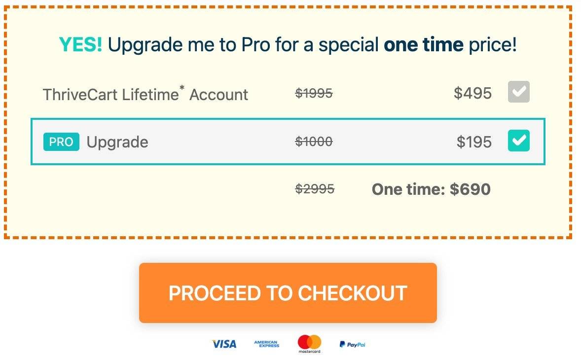 ThriveCart price and checkout option