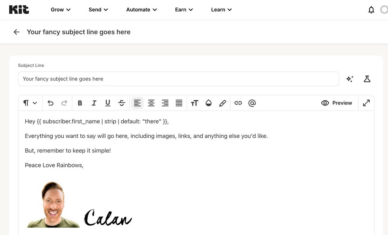 Email broadcasts creator inside Kit