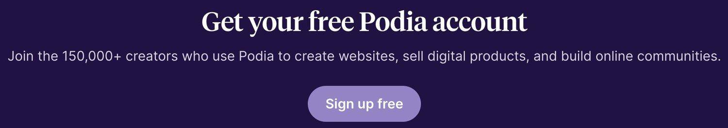 Free Podia account sign up