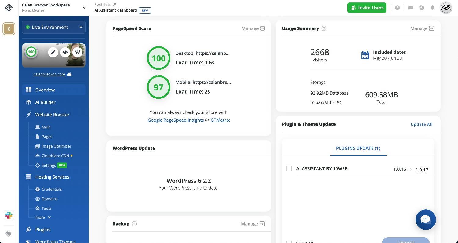 An image of the 10Web AI website builder interface, showcasing its user-friendly features and advanced AI technology.