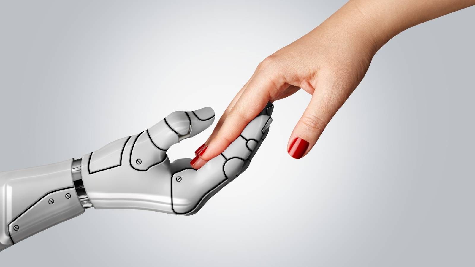 Robot touching a human hand