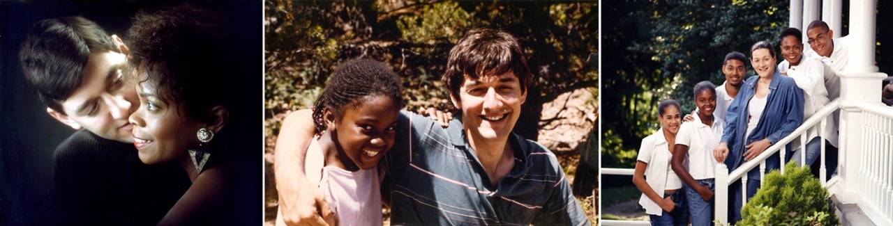 Left: Martin Rothblatt married Bina Aspen in 1982.; Center: 1980: Rothblatt enjoying the outdoors with daughter, Sunee.; Right: Martine Rothblatt with her family in 1992. From left: Jenesis, Sunee, Eli, Martine, Bina, and Gabriel.