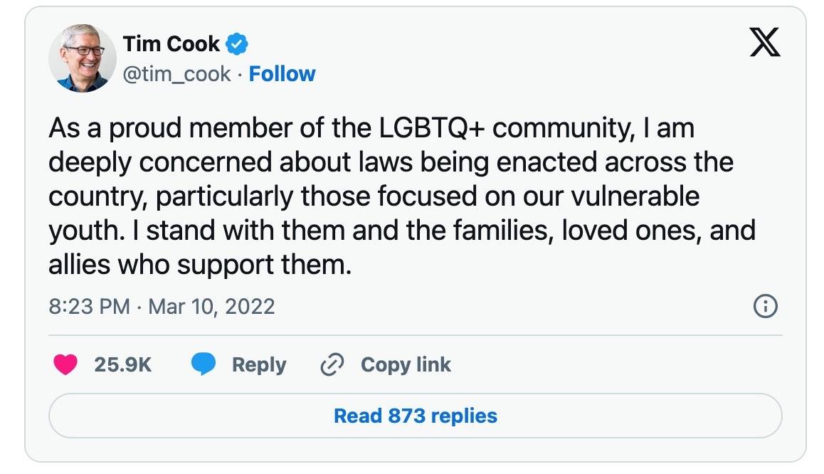 Tim Cook response to Florida's don't say gay bill